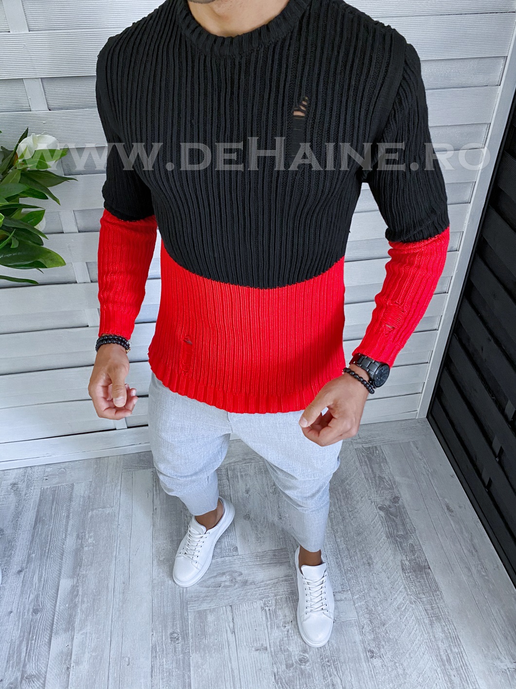 Pulover barbati gros slim fit rosu t3577 i6-1